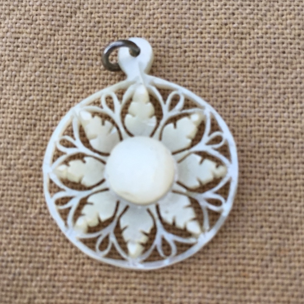 Vintage round Snowflake Charm